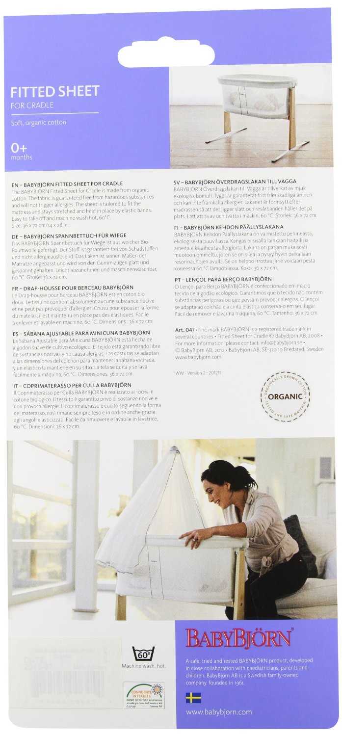 BABYBJORN Fitted Organic Sheet For Cradle - White