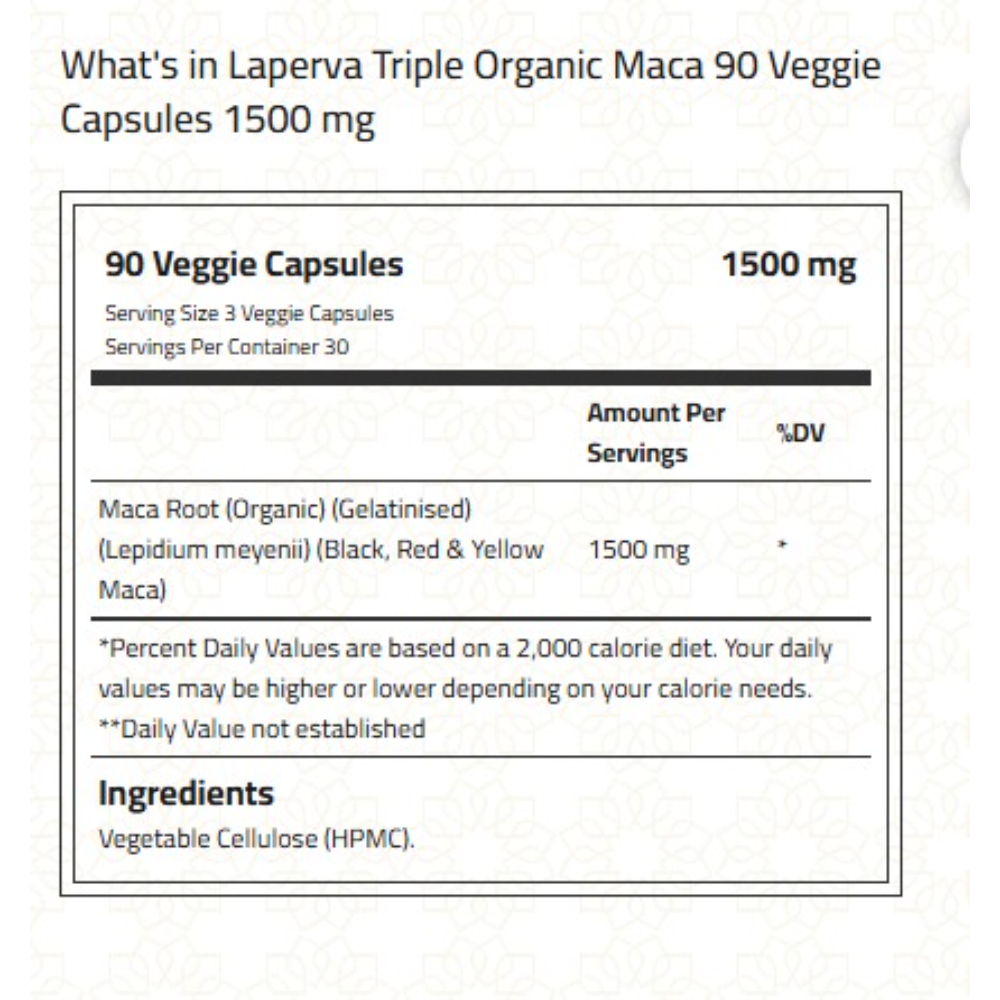 Laperva - Organic Maca Veggie Capsules - 1500Mg - 90pc