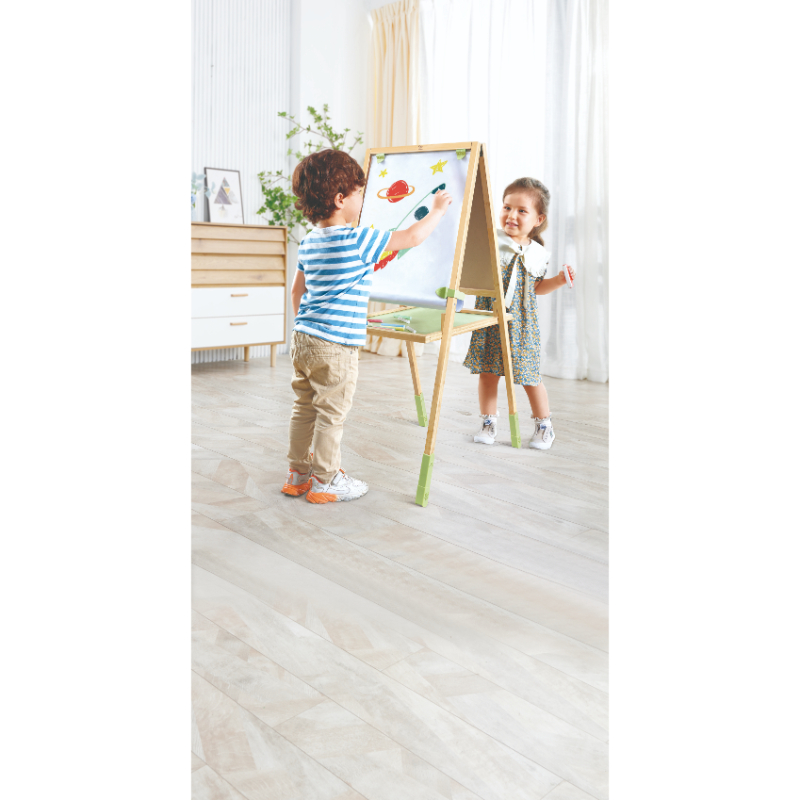 Hape - 3-in-1 Step Up Bamboo Easel With Accessories - 20pcs