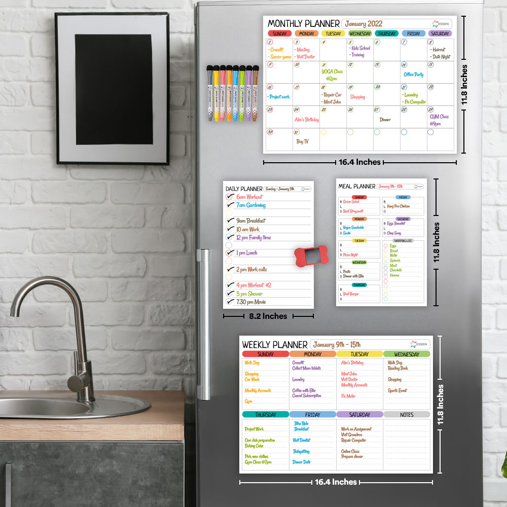 Essen - Magnetic Whiteboard Planners For Fridge - Set