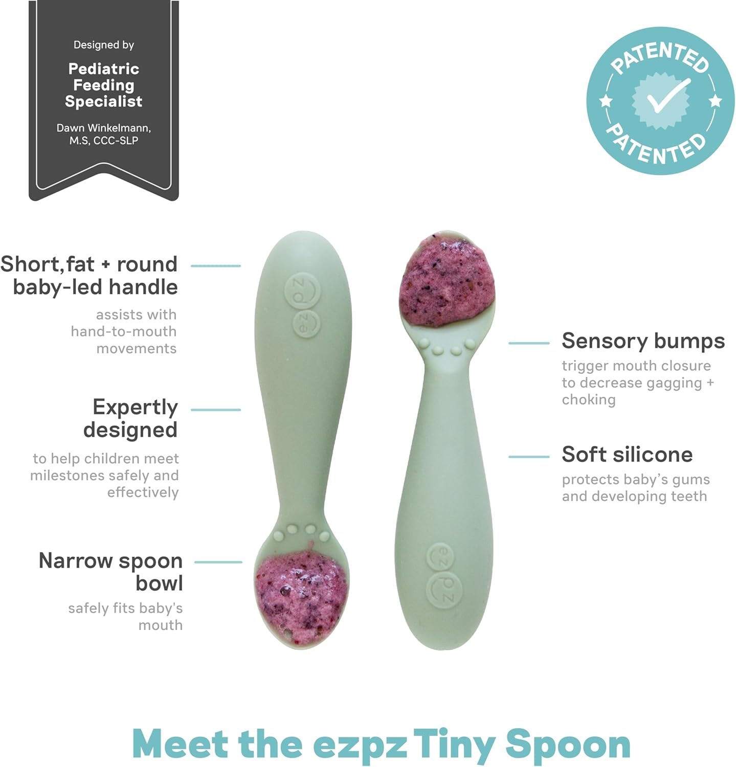 إيزي بيزي - مجموعة أدوات الطعام للأطفال - أخضر فاتح - 4 قطع