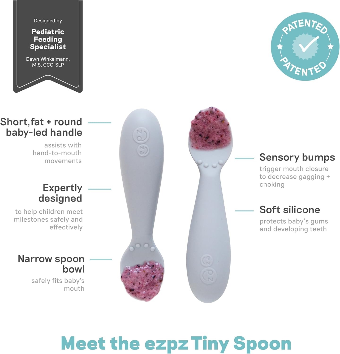 إيزي بيزي - ملاعق تايني للأطفال - رمادي - عدد 2