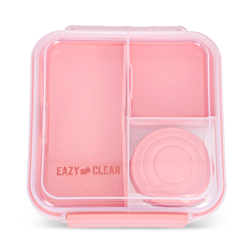 Eazy Kids - 5 Compartment Convertible Bento Lunch Box With Gravy Bowl - Pink