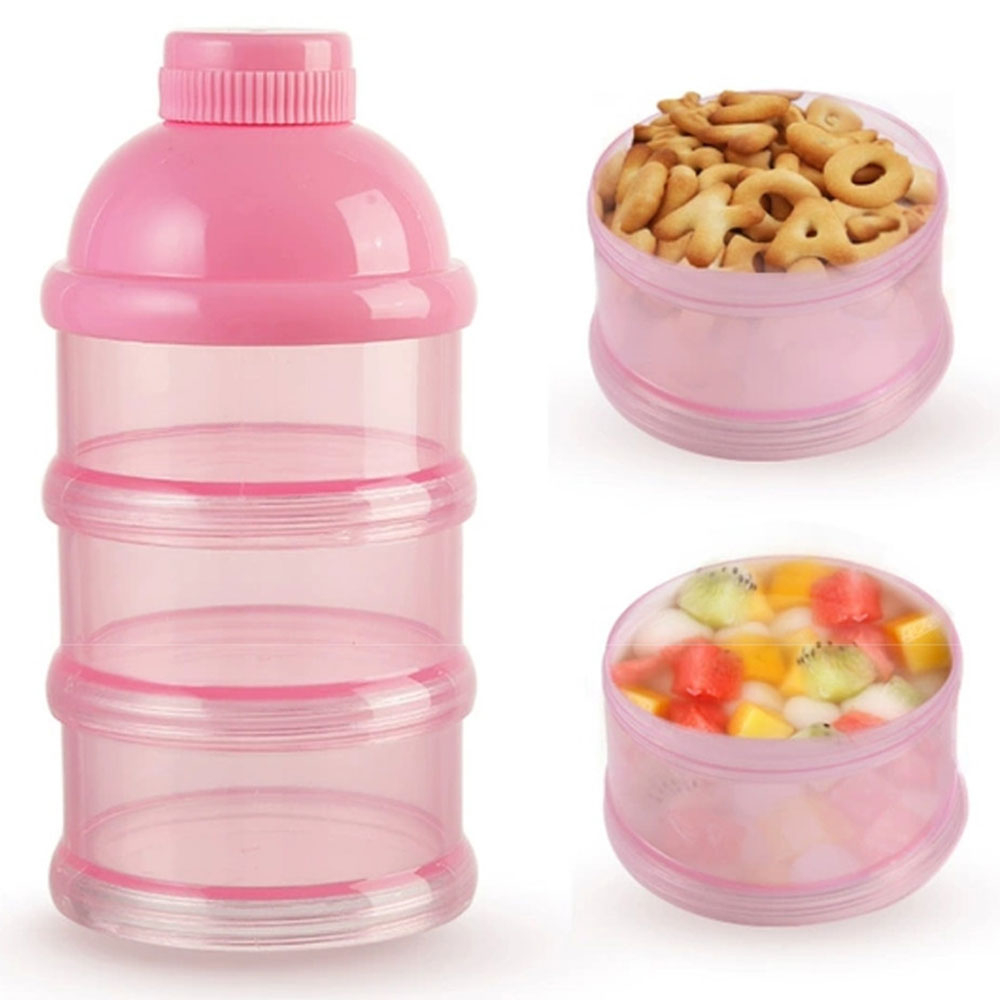 Purple Parrot - Milk Powder Container 3-Tier - Pink