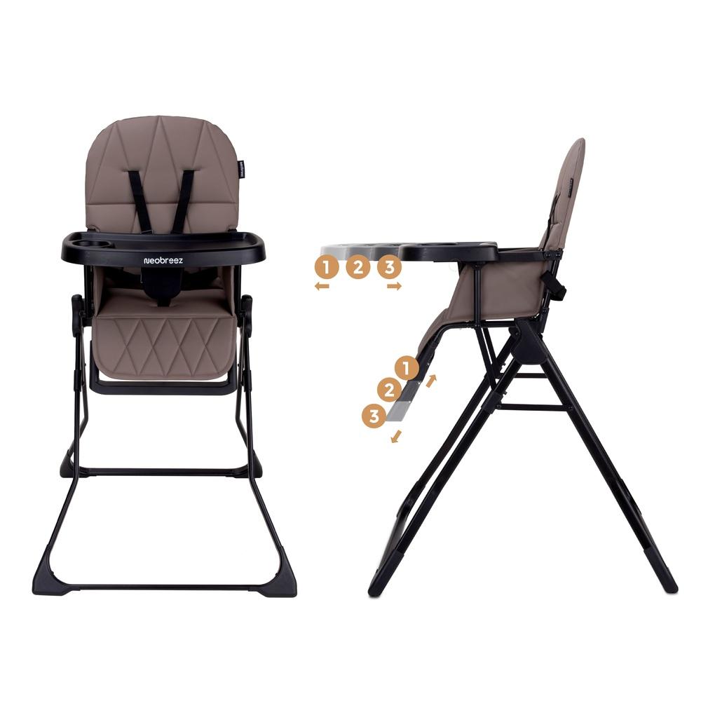 Neobreez Cris Compact Foldable Highchair For Child - Brown/Black
