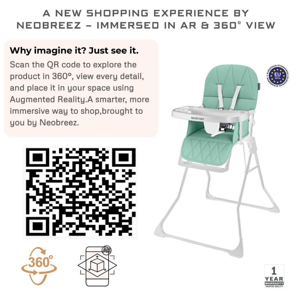 Neobreez Cris Compact Foldable Highchair For Child - Green/White