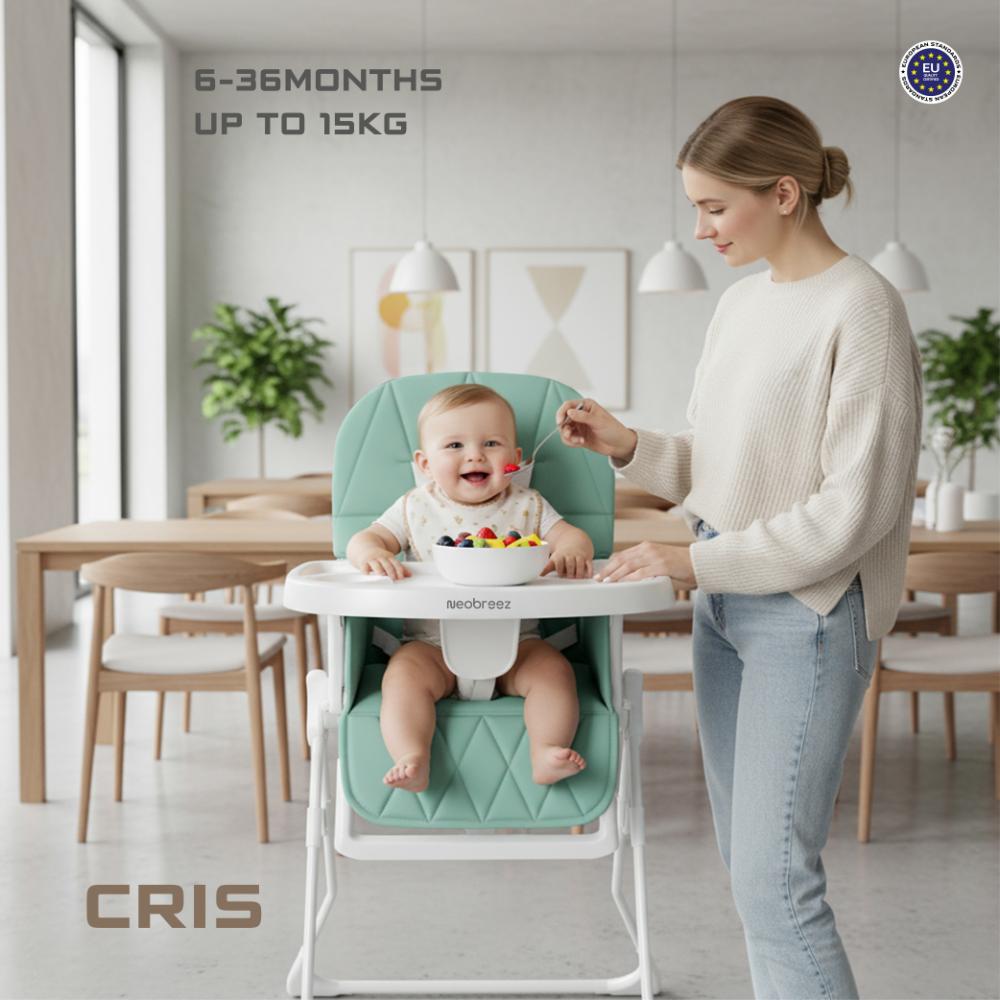 Neobreez Cris Compact Foldable Highchair For Child - Green/White