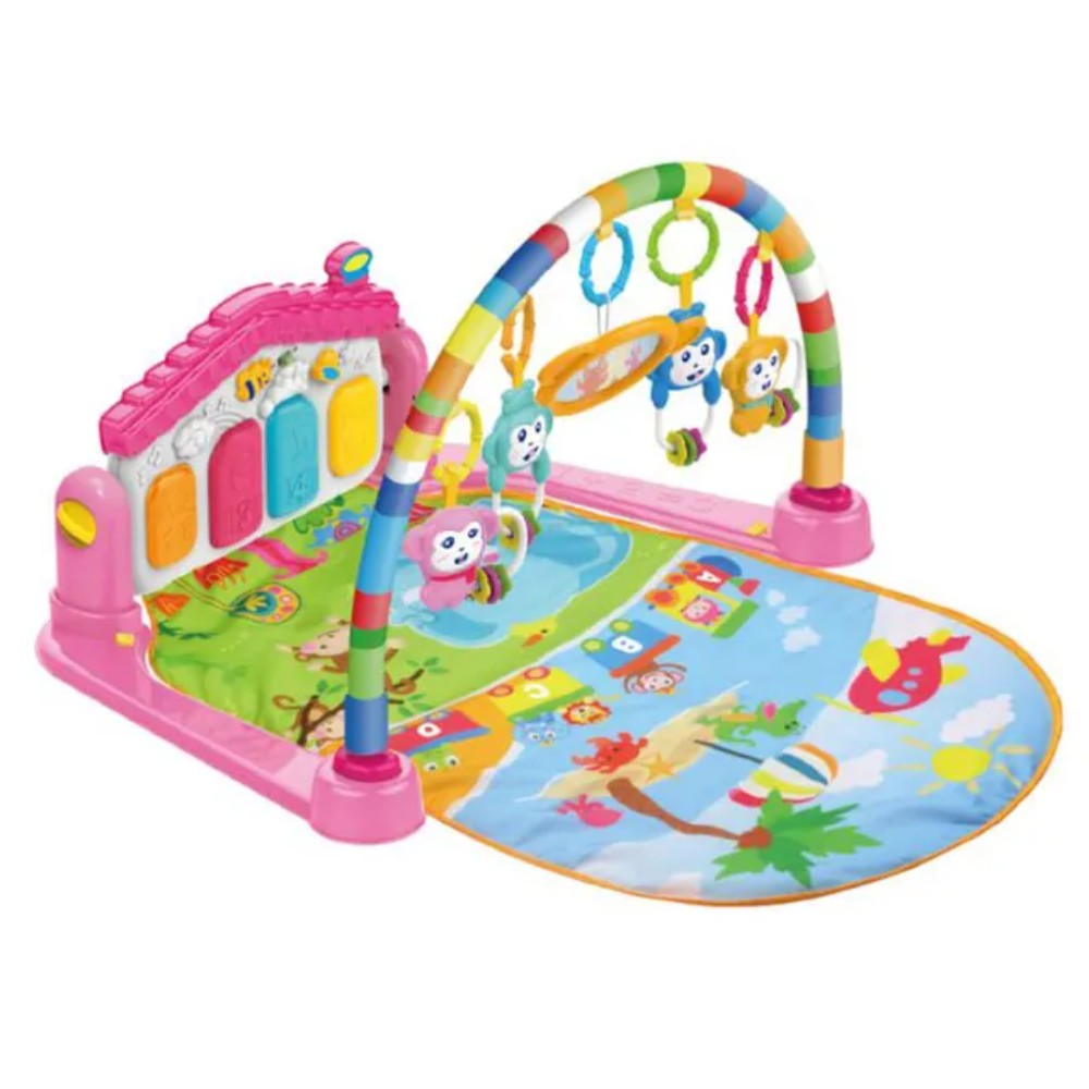 Huanger - Baby Play Gym Piano Mat Activity Center Toys - Pink