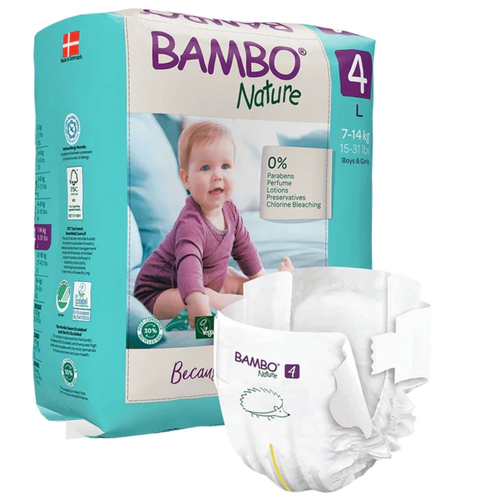 Bambo Nature, Eco-Labeled Diapers, Size4,7-14 kg ,24pcs