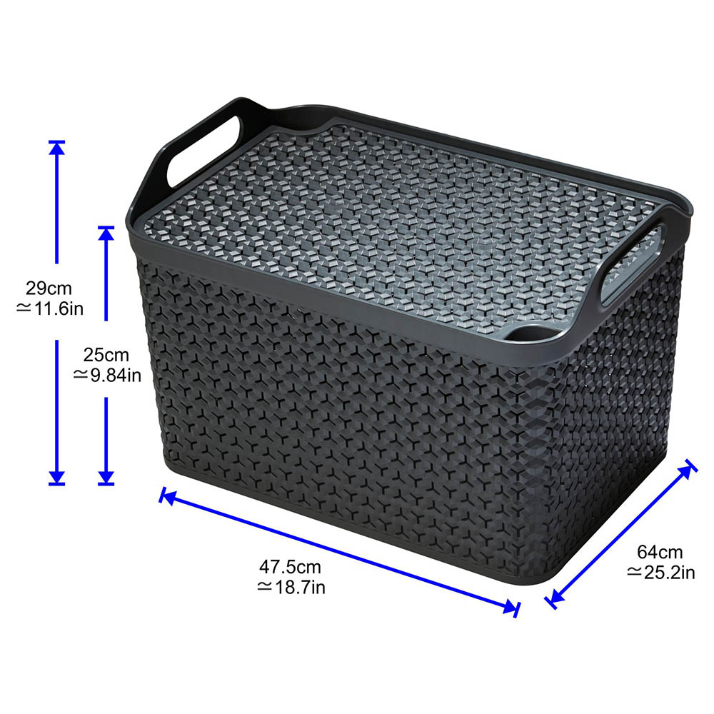 Strata - Large Urban Store Basket Durable Storage Box - Charcoal Grey