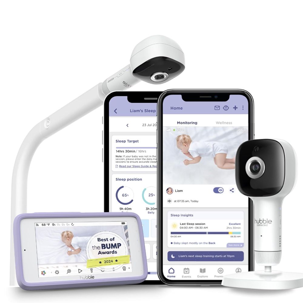 Hubble - Connected Skyvision Pro AI-Enhanced HD Smart Baby Monitor - White
