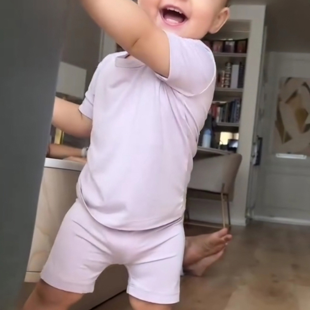 Issy & Lilo - 2pc-set - Short Sleeve Bamboo T-shirt And Shorts - Lavender