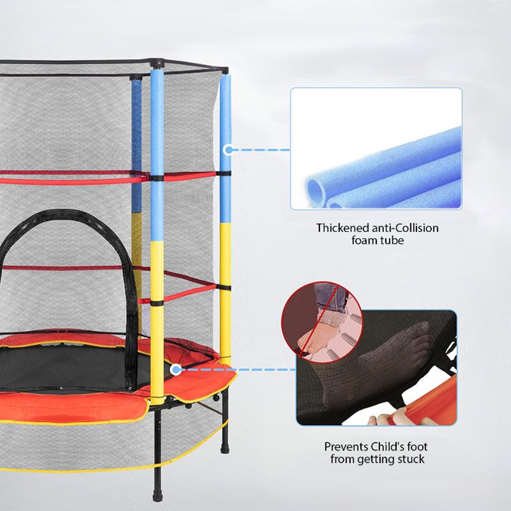 Buddiez 4.5ft Kids Trampoline with Safety Enclosure Net - Red 55-Inch