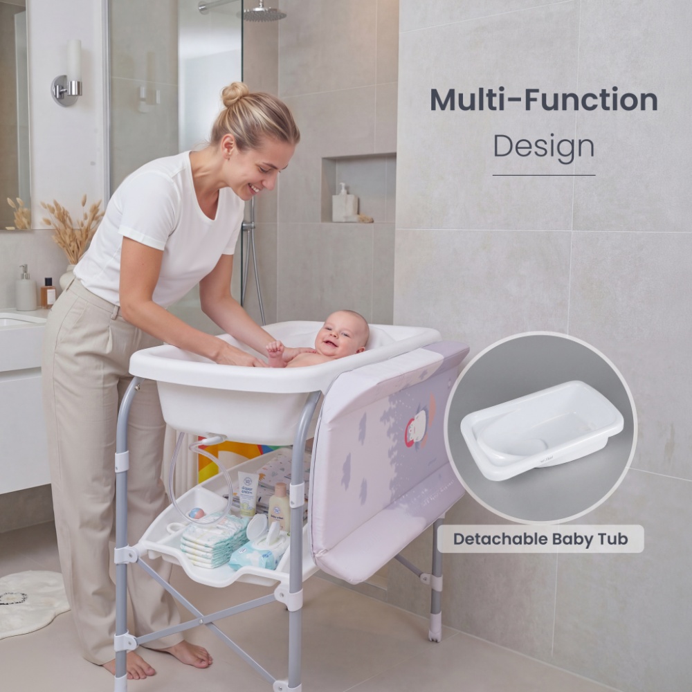 جيكل - طاولة حمام ريبل قائمة مع طاولة تغيير الحفاضات - بيج