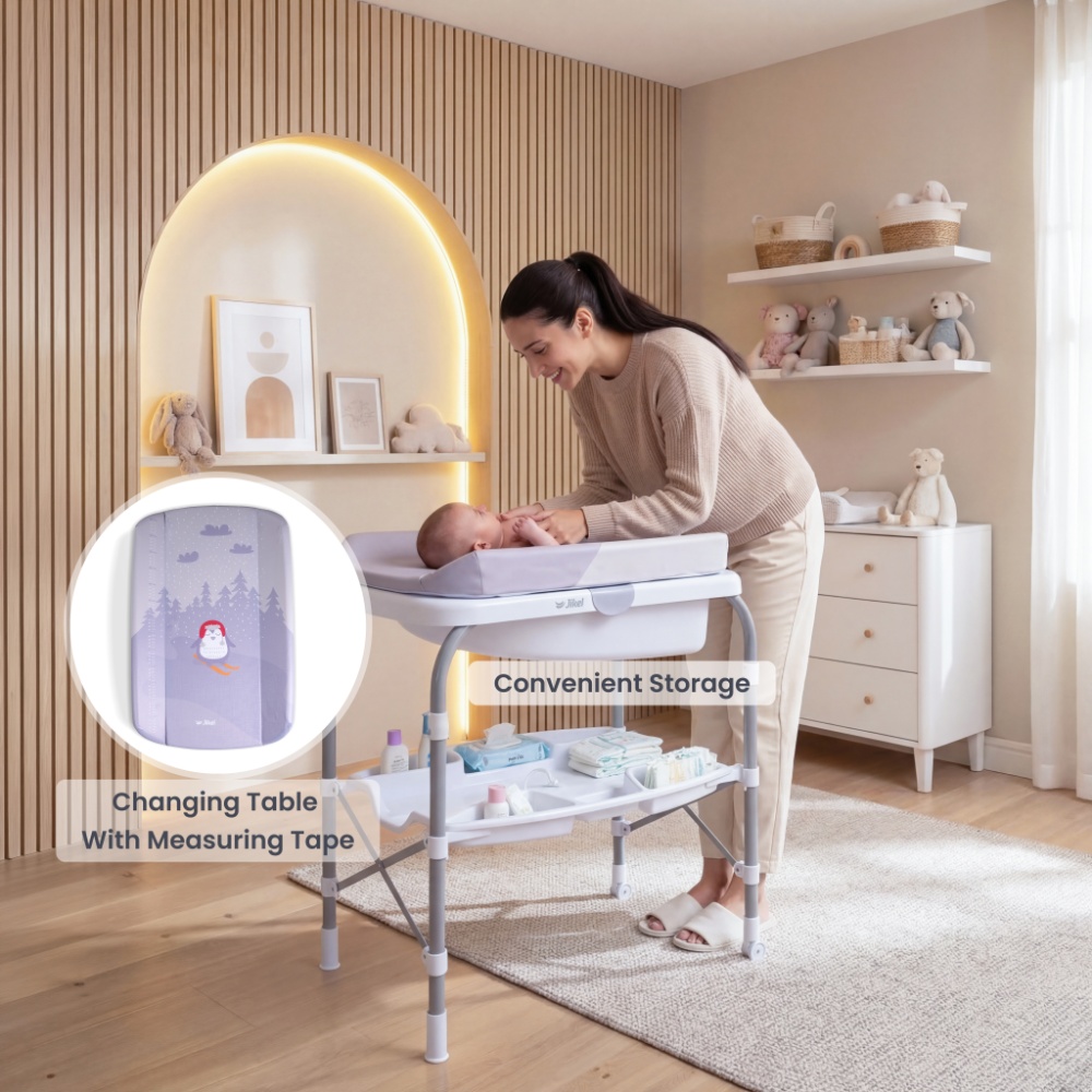 جيكل - طاولة حمام ريبل قائمة مع طاولة تغيير الحفاضات - بيج