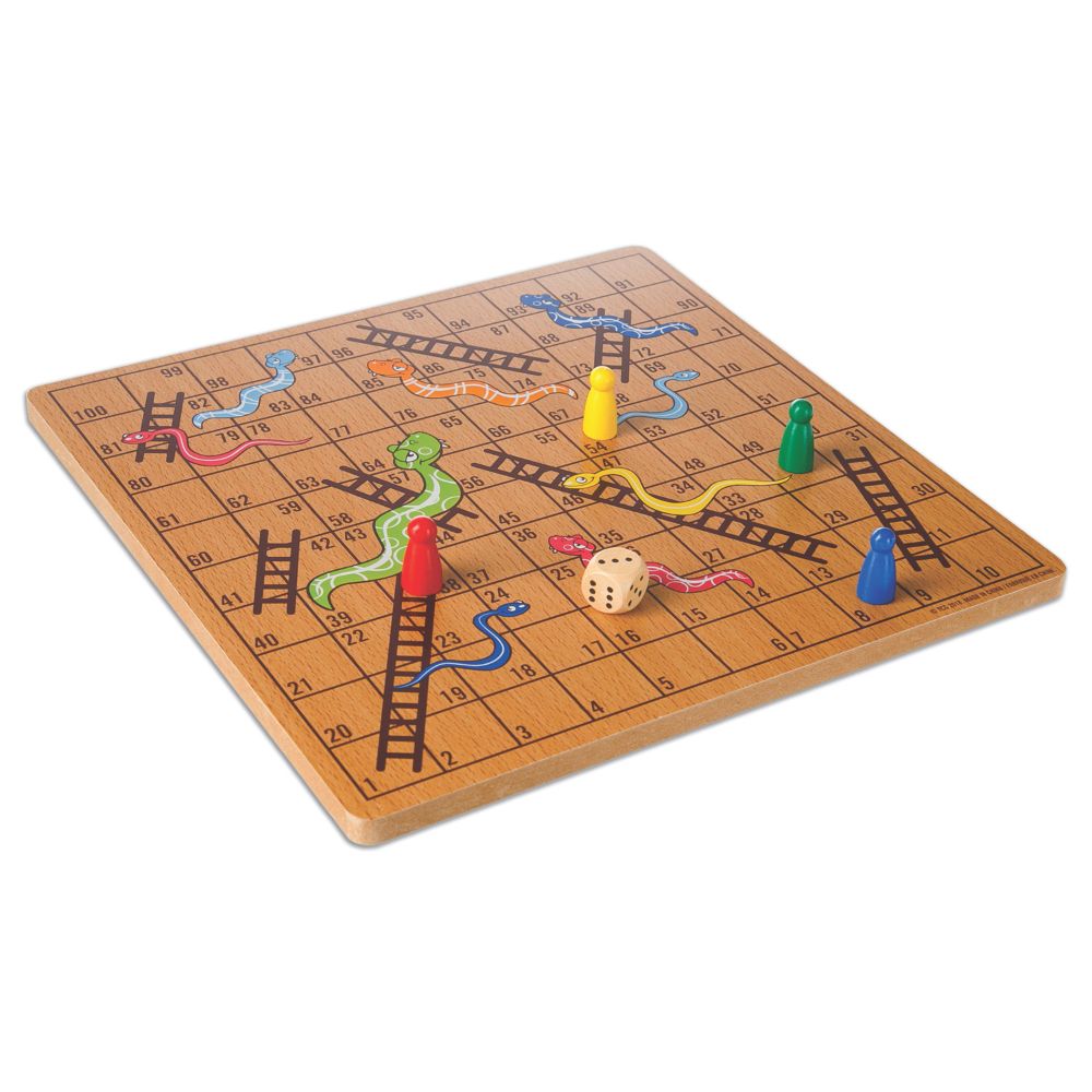 TCG - Premium Wooden Snakes & Ladders Board Game