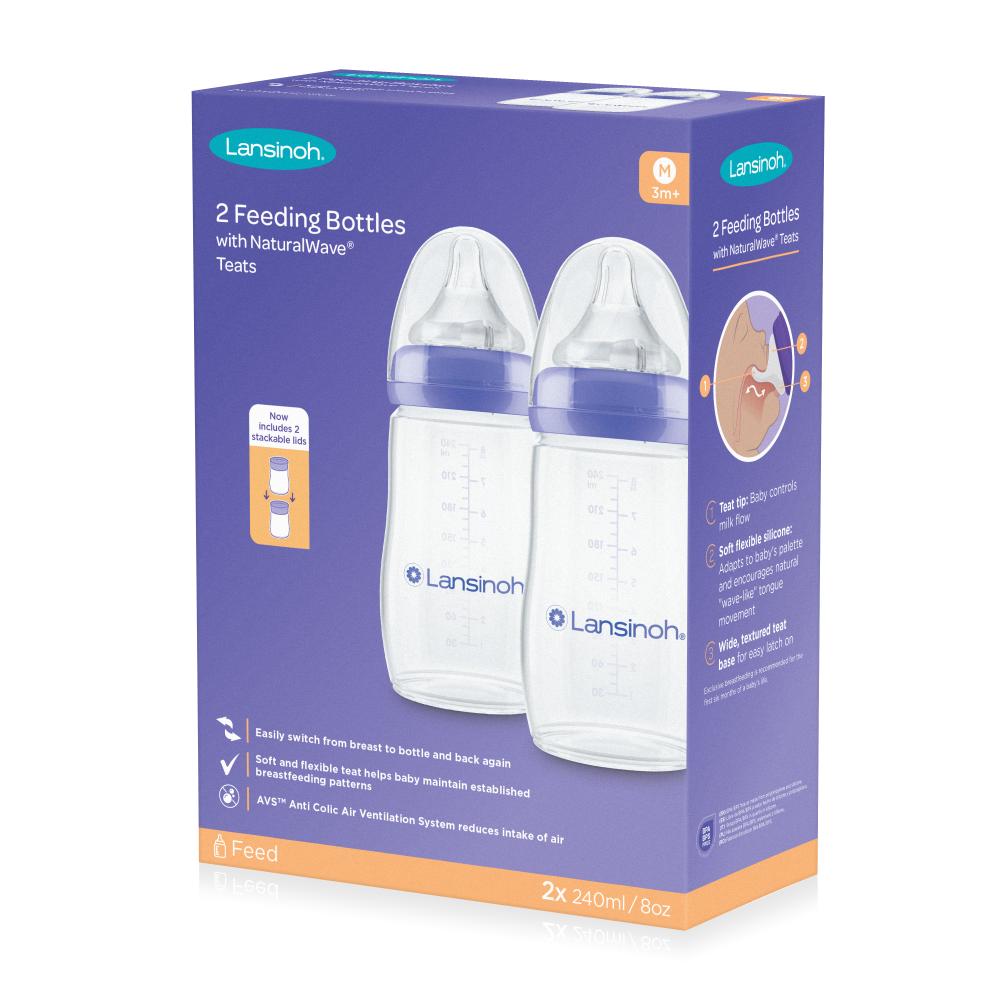 Lansinoh Feeding Bottles 240ml With Naturalwavetm Teat - Pack of 2