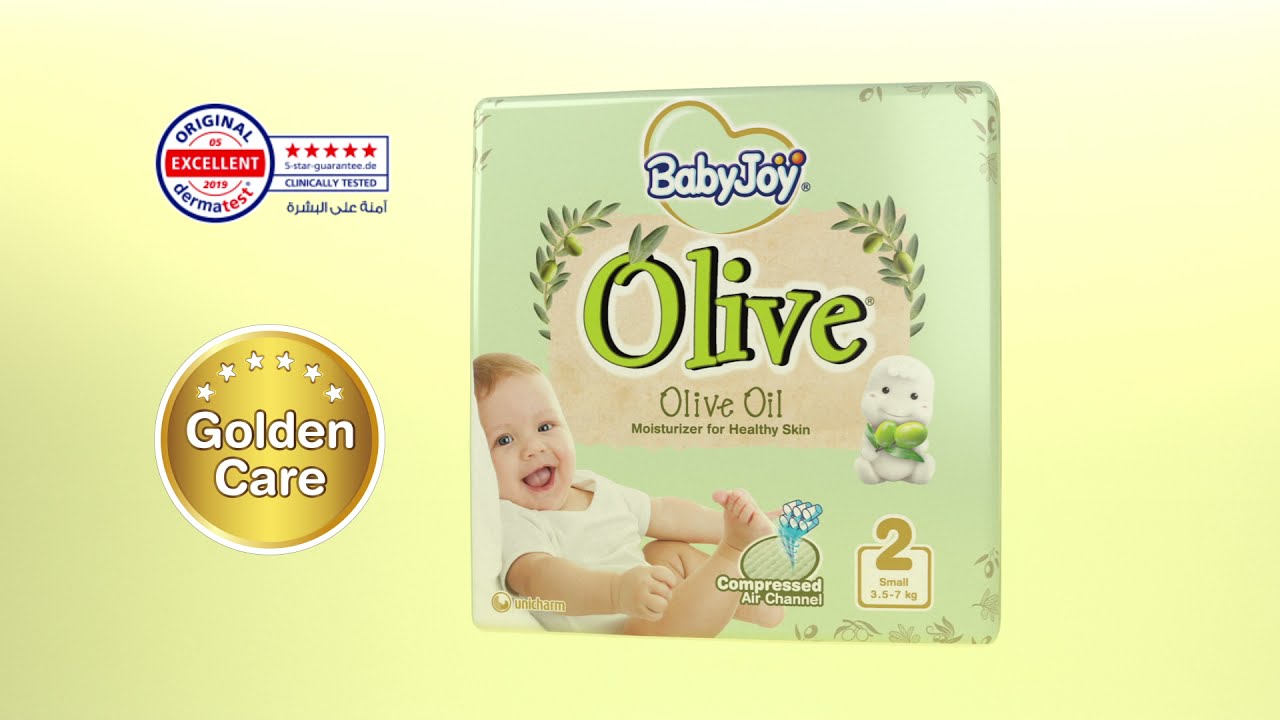 BabyJoy Olive Diapers | Size 2 - Small - 3.5-7Kg - Mega Pack - 68pcs