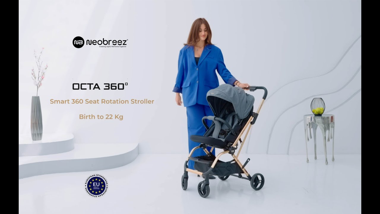 نيوبريز - عربية أطفال أوكتا قابلة للعكس بزاوية 360 درجة، عربية سفر مدمجة - أخضر/أسود