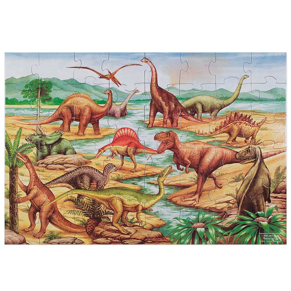 أحجية أرضية ديناصورات ميليسا آند دوغ - عبوة من 48 قطعة أحجية جامبو للأطفال