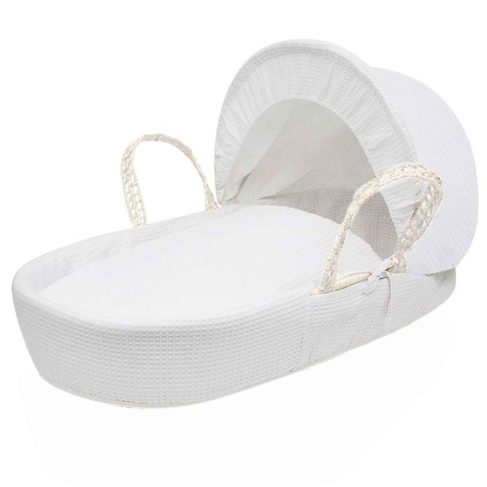 Kinder Valley Waffle Moses Basket Bedding Set Only - White