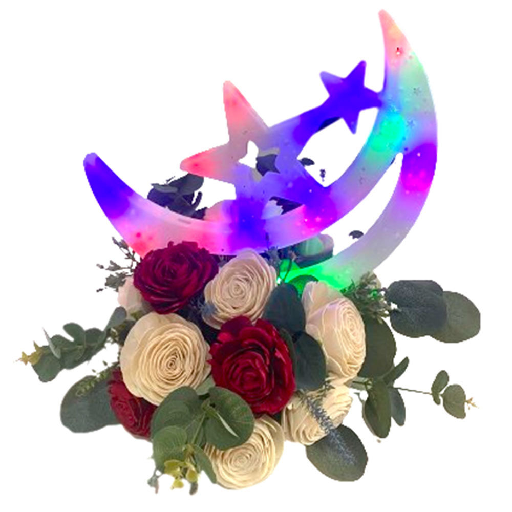 ايكو فلاورز- زينة رمضان إكليل ورود أل إي دي