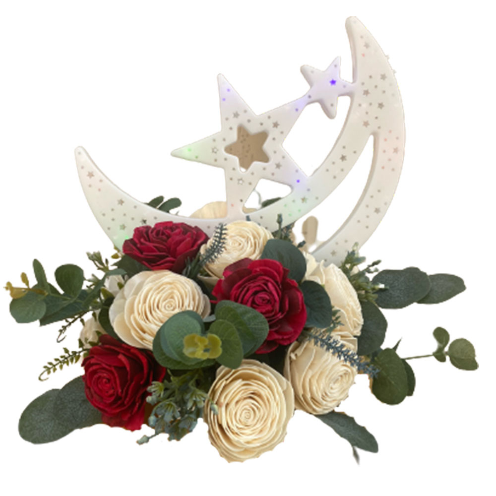 ايكو فلاورز- زينة رمضان إكليل ورود أل إي دي