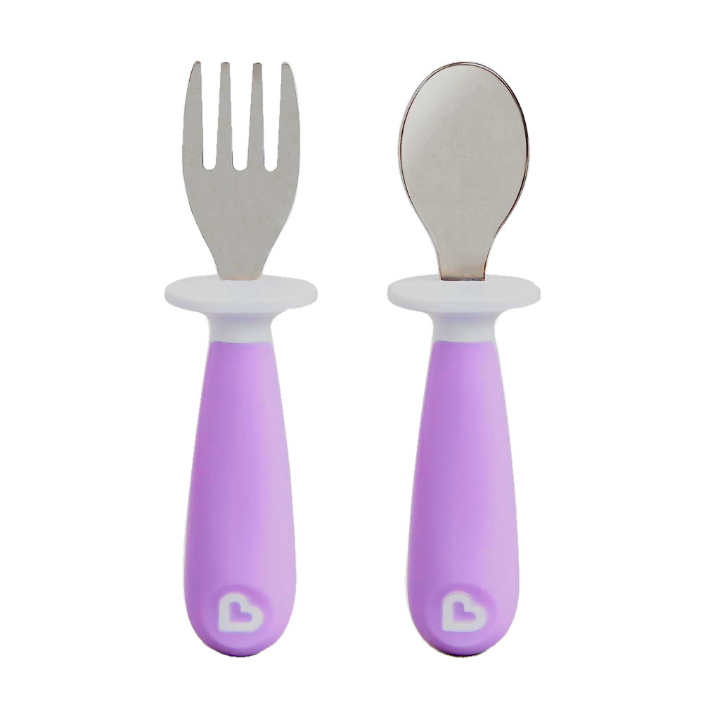 Munchkin - Raise Toddler Fork & Spoon Set - Purple