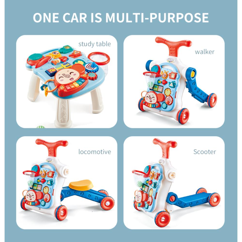 ليتل أنجل - مشاية أطفال تعليمية 5 في 1، قابلة للركوب والدفع - أزرق