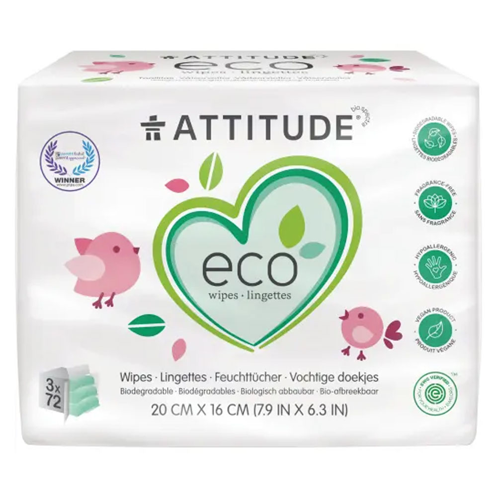 Attitude - Eco-Baby Natural Wipes Refills Pack Of 3