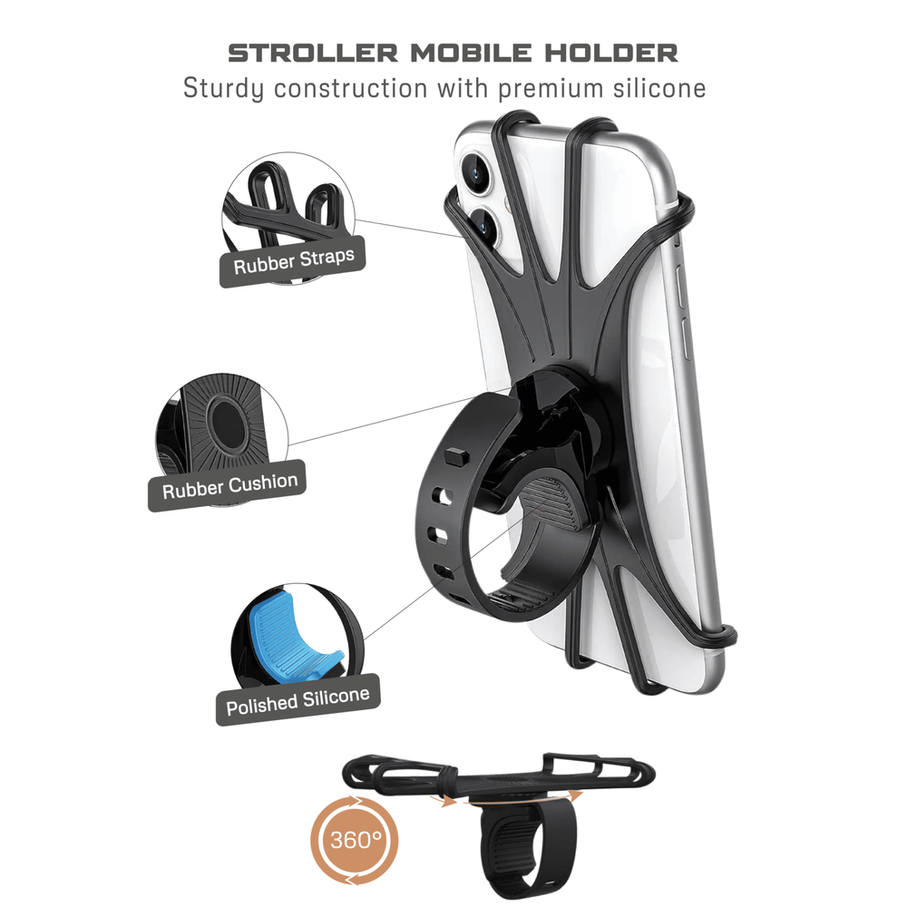 نيوبريز - حامل هاتف لعربة الأطفال قابل للتعديل بزاوية 360 درجة - ملائم لجميع الأعمار