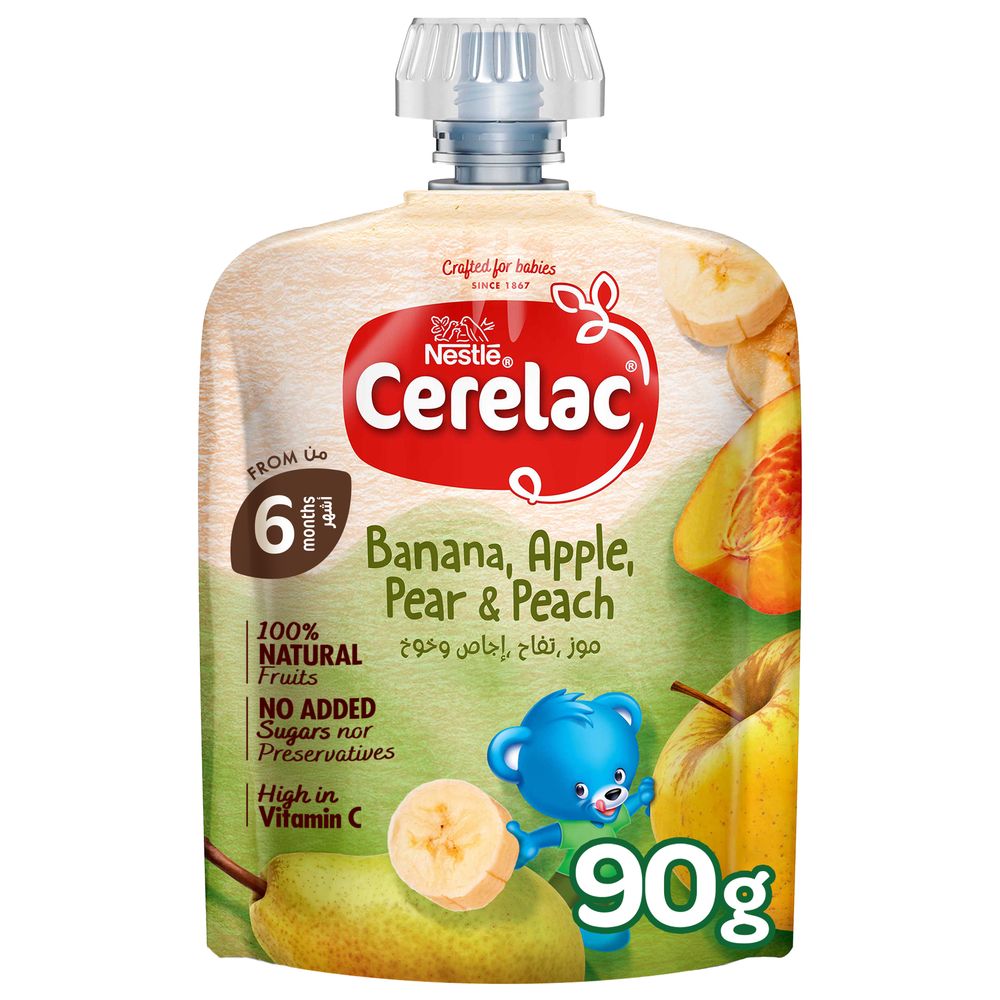 Nestle Cerelac - Fruits Puree Pouch in Banana, Apple, Pear & Peach 90g