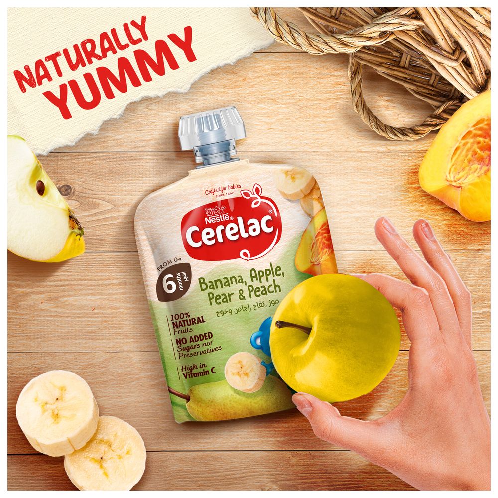 Nestle Cerelac - Fruits Puree Pouch in Banana, Apple, Pear & Peach 90g
