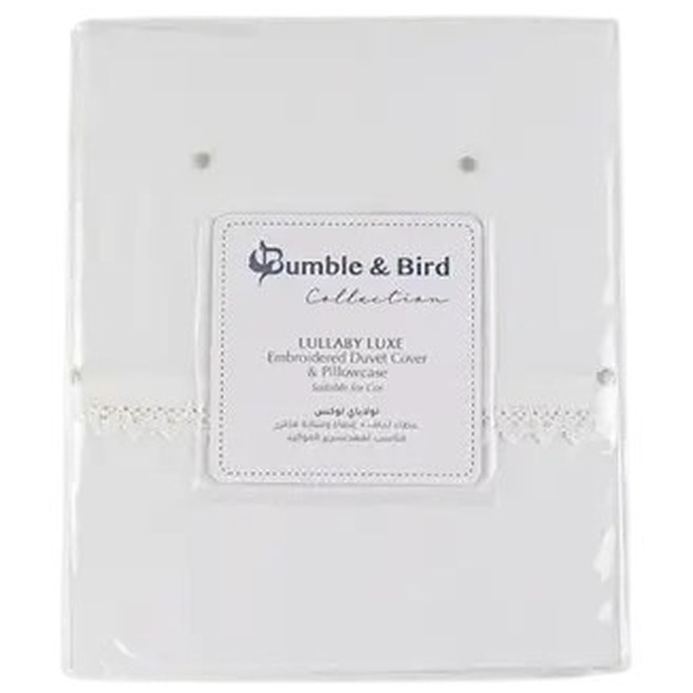 Bumble & Bird - Embroidered Duvet Cover & Pillowcase For Cot - Grey