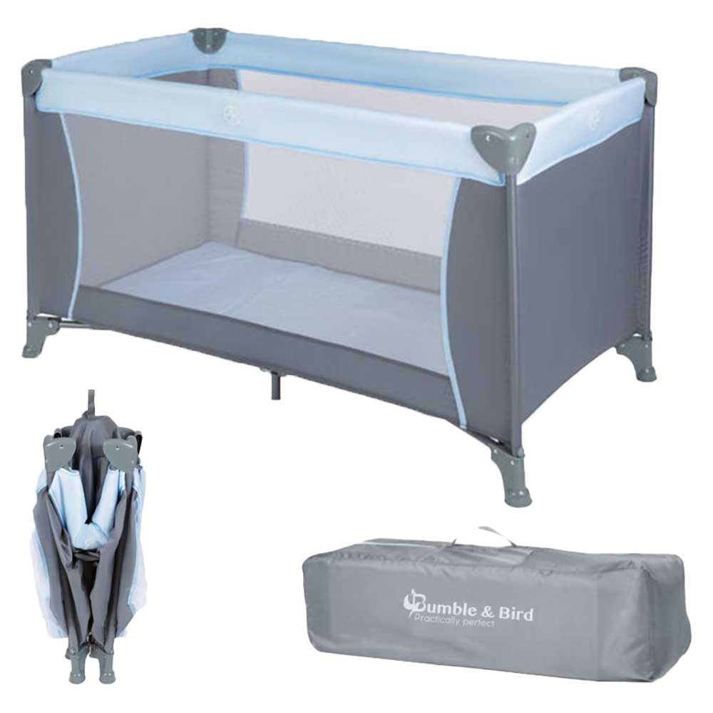 Bumble & Bird - 2-in-1 Pop-Up Travel Cot & Foldable Playpen - Grey