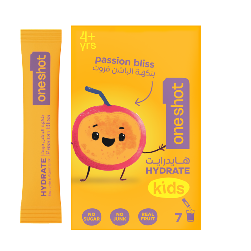 ون شوت - أعواد ترطيب للأطفال بالإلكتروليتات - بنكهة باشن بليس - 7 قطع