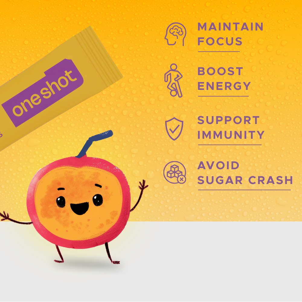 ون شوت - أعواد ترطيب للأطفال بالإلكتروليتات - بنكهة باشن بليس - 7 قطع