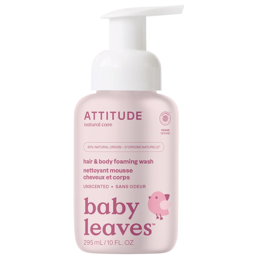 Attitude - 2-in-1 Fragrance Free Baby Leaves Foaming Wash 295ml