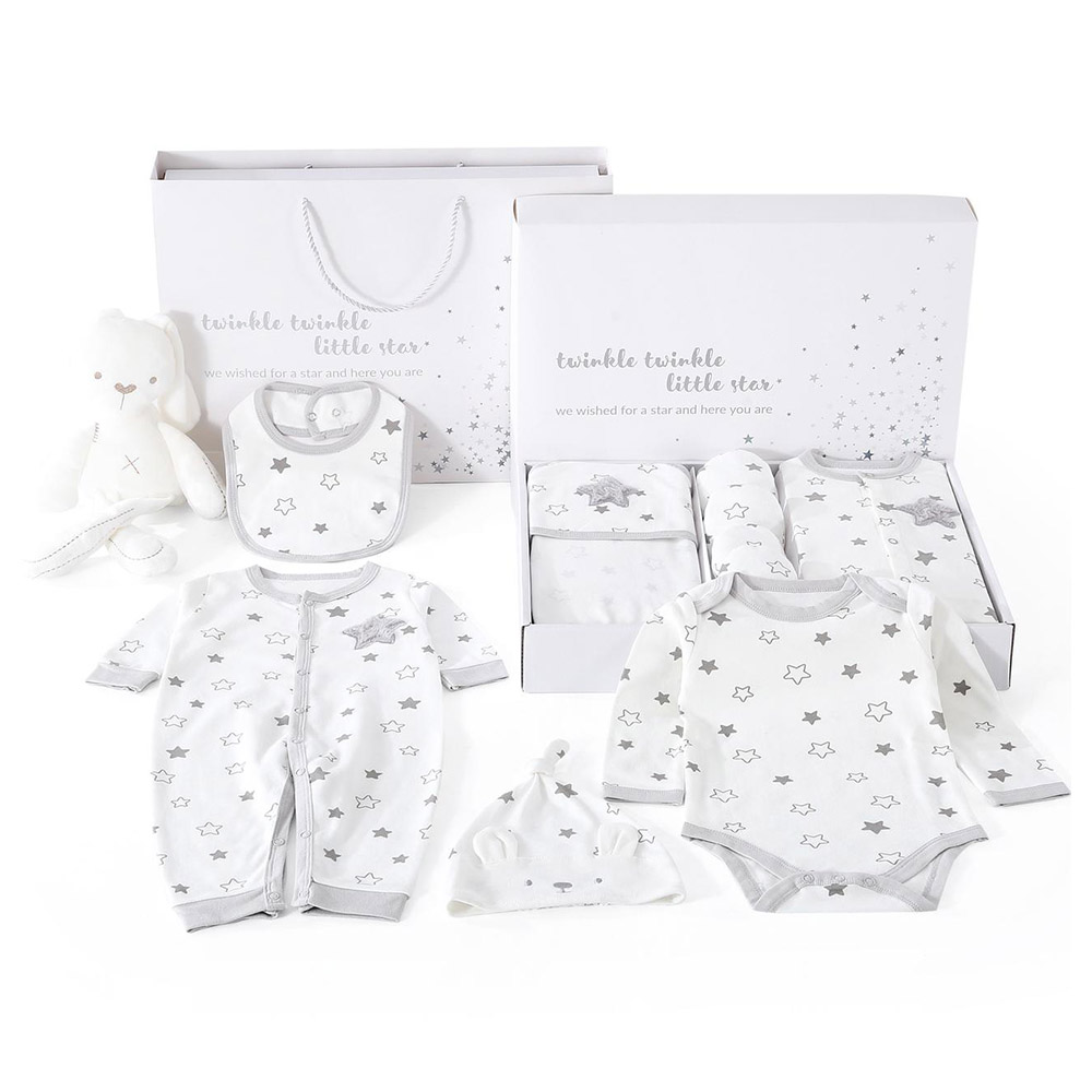 Tiny Toes - 9-Piece Newborn Essentials Gift Set with Star Print 0-3 Months