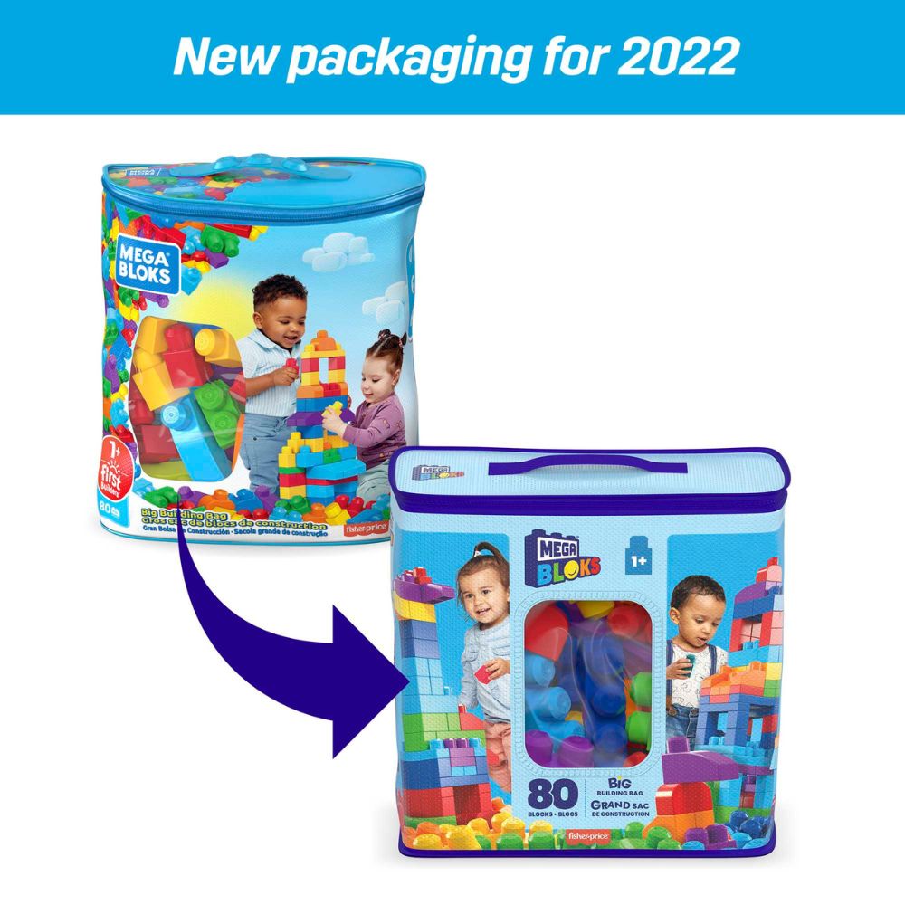 ميجا بلوكس شنطة مكعبات التركيب الكبيرة من 80 قطعة أزرق