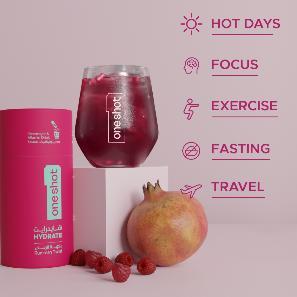 ون شوت - أعواد ترطيب غنية بالإلكتروليتات - بنكهة رومان تويست - 14 عودًا