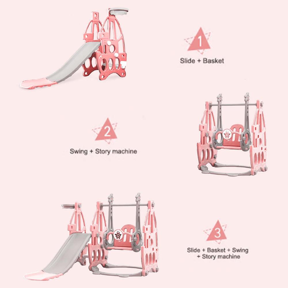 Little Story - 3-in-1 Swing With Slide - Pink