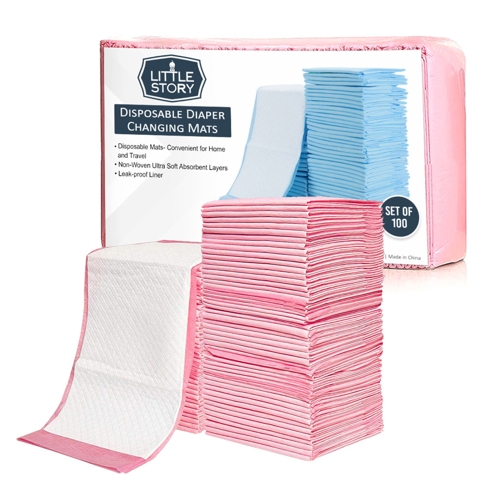 Little Story Disposable Diaper Changing Mats 100Pcs - Pink