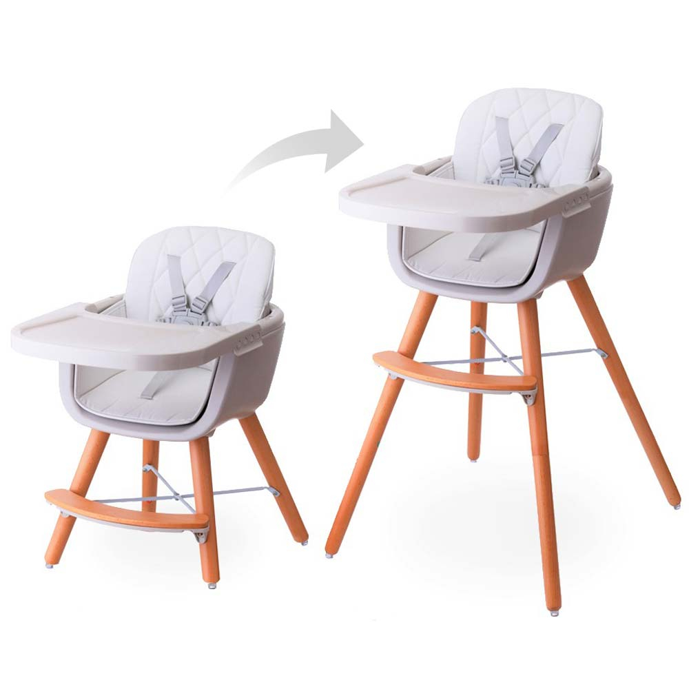 Teknum Premium Dual Height Wooden High Chair - White