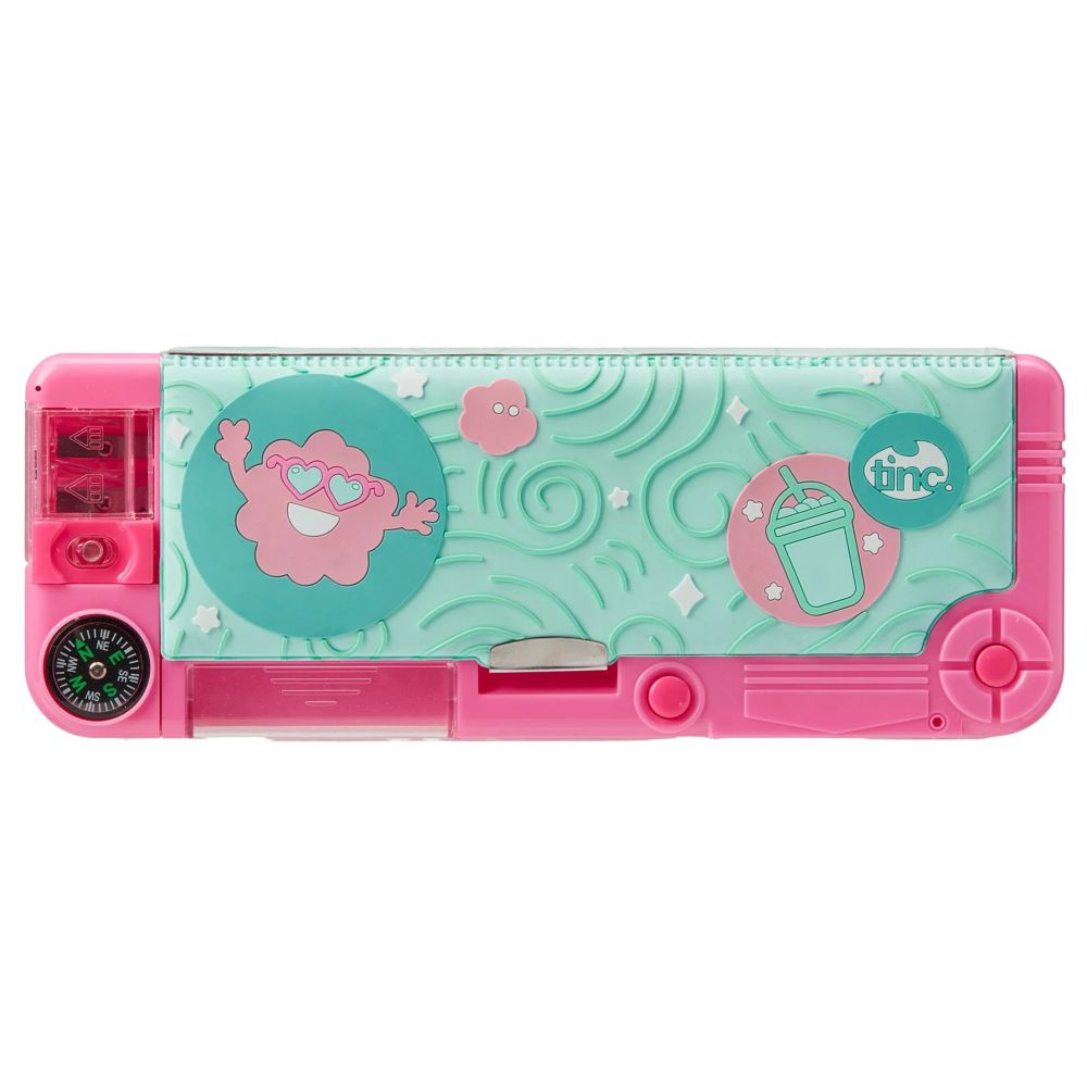 Tinc - Mintee Filled Compartment Pencil Case - Green/Pink