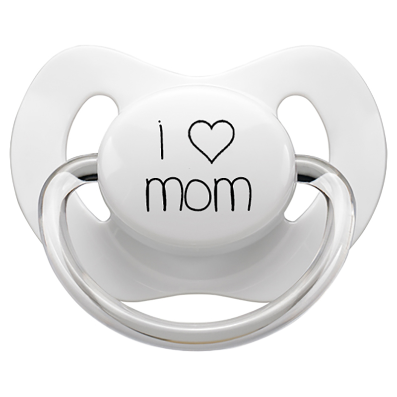 LittleMICO - I Love Mom Pacifier - 0-6M - White
