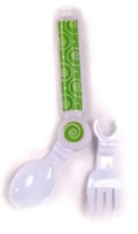 ليرن أن تيرن - ملعقة و شوكة للأطفال - أخضر