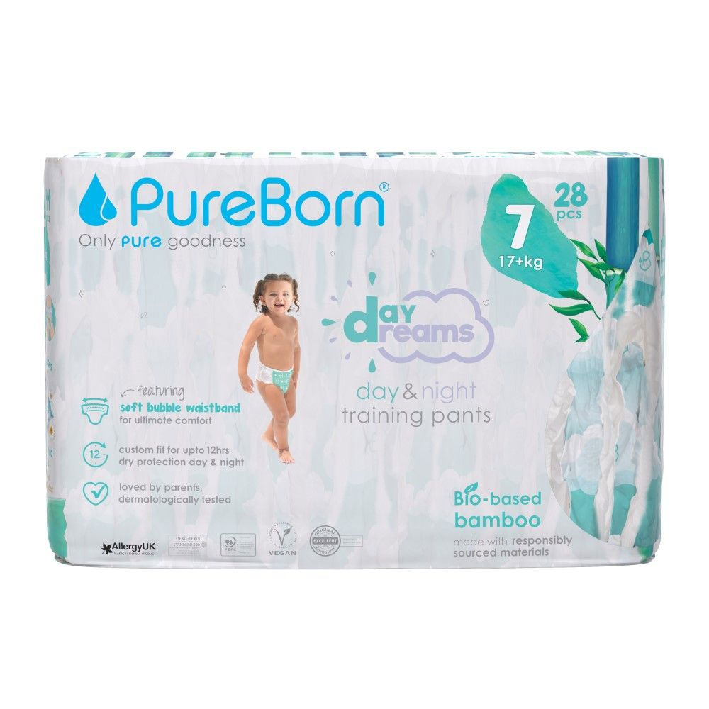 Pureborn - Daydreams Diaper Pants - Size 7 - 17+ kg - 28 Count- Assorted Print