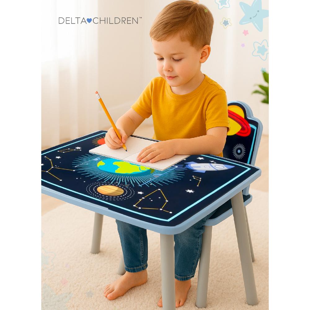 Delta Children - Kids Table & Chair Set - Space Theme with Storage Basket