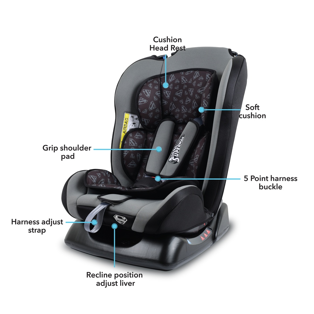 Warner Bros. - 3-in-1 DC Comics Superman Car Seat - Black